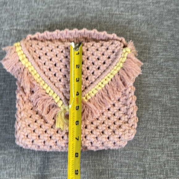 Handmade macrame clutch/bag - Dusty Pink - Picture 7 of 9